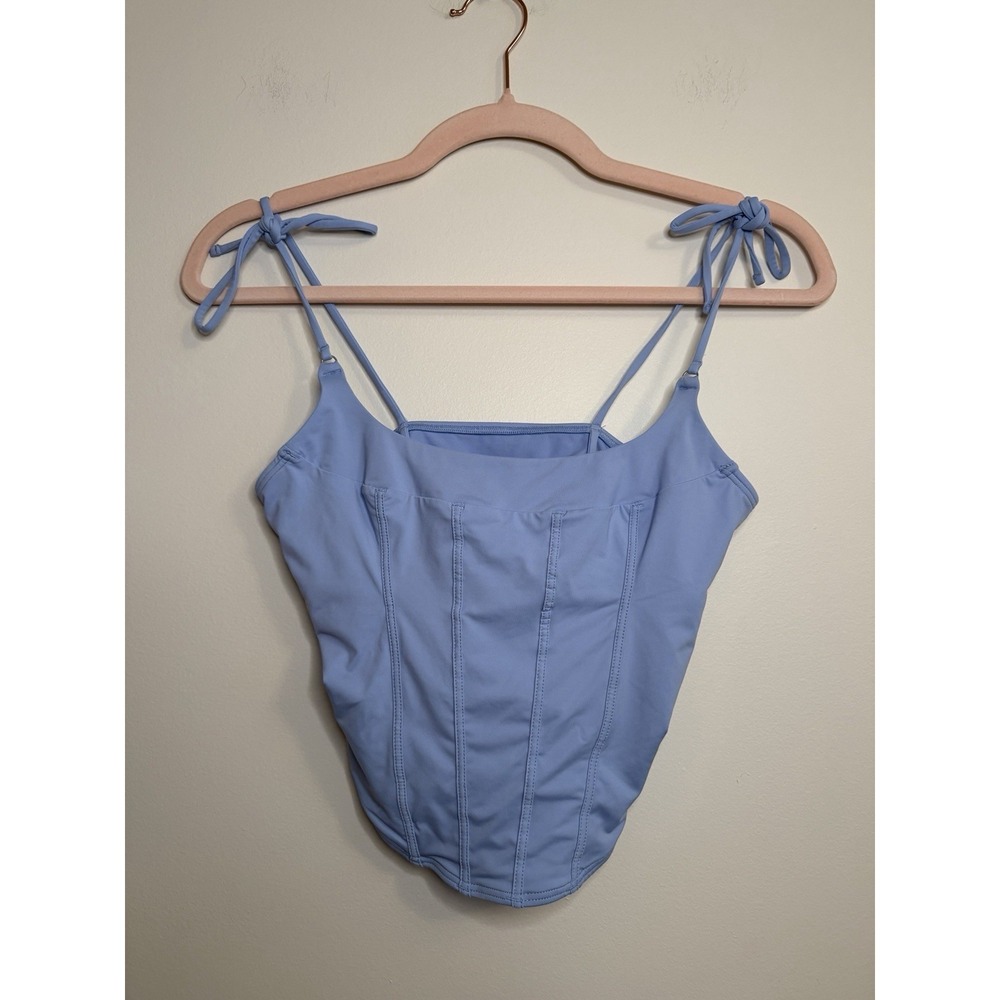 Gilly Hicks Blue Corset Tank Top Tie Shoulder Bustier Cami Small S